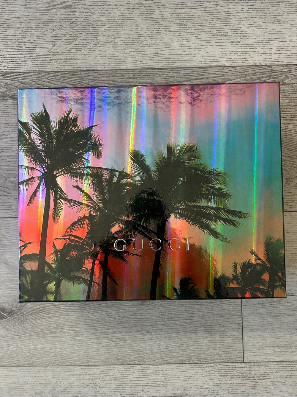 Gucci Collection Limited Edition Gift Box Palm Tree Silver Hard Pink Large